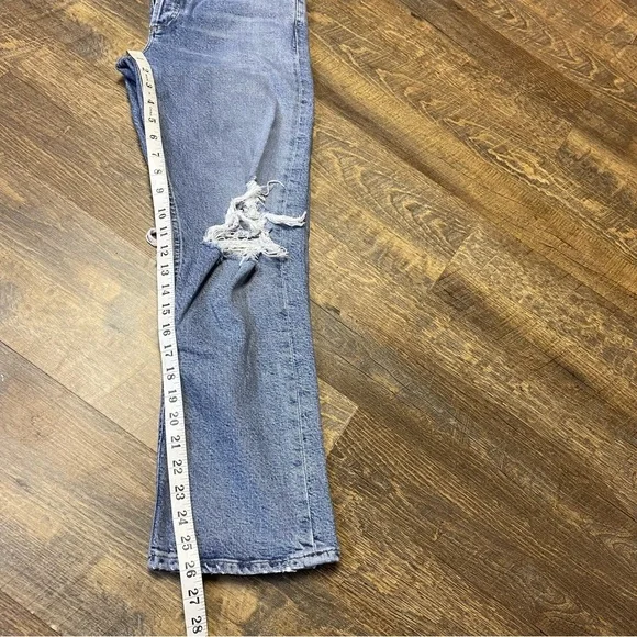Agolde Riley Jeans Straight Crop High Rise Button Fly Womens 27 Distressed - Picture 7 of 11